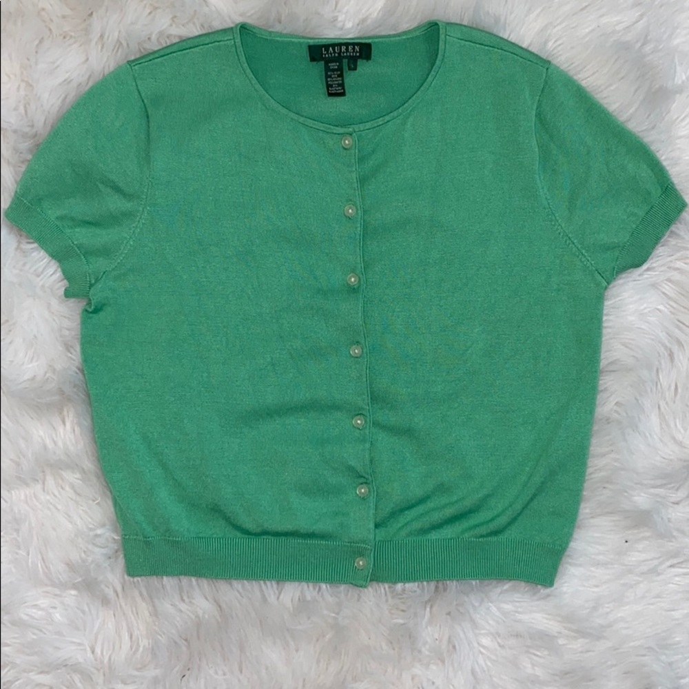 Ralph Lauren light green button down cardigan
